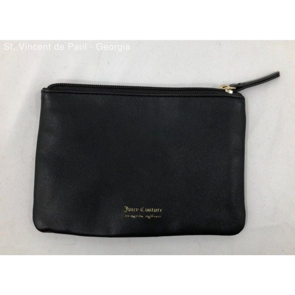Vintage Juicy Couture Black Pebbled Leather‎ Clutch Makeup Bag Purse Y2K 1990s